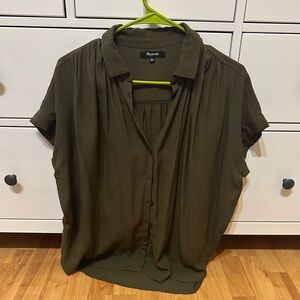 Madewell Green Button Down Blouse with Collar